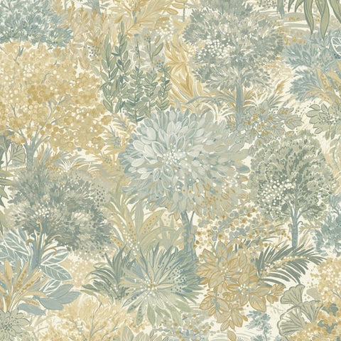 A78603 Classical Floral All-over Green Wallpaper 