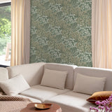 A78901 Branched Leaves All-over Green Wallpaper