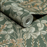 A78901 Branched Leaves All-over Green Wallpaper