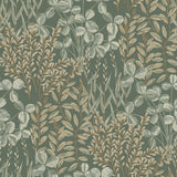 A78901 Branched Leaves All-over Green Wallpaper