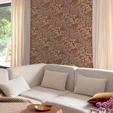 A78902 Branched Leaves All-over Red Wallpaper