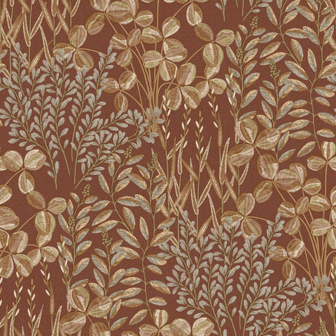 A78902 Branched Leaves All-over Red Wallpaper