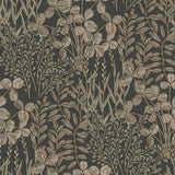 A78903 Branched Leaves All-over Black Wallpaper
