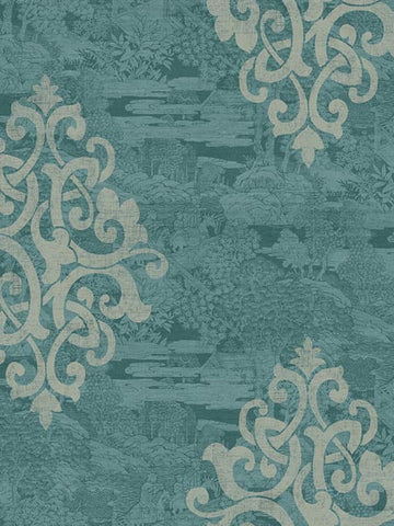 AF41104 Eastern Garden Monotone with Damask Wallpaper