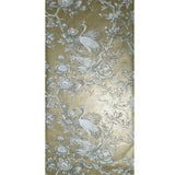 AF41305 Gold foil metallic gray Chinoiserie blooming peonies branches cranes wallpaper

