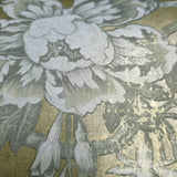 AF41305 Gold foil metallic gray Chinoiserie blooming peonies branches cranes wallpaper
