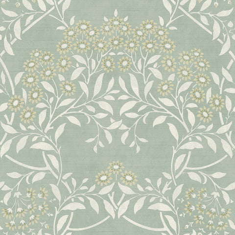 AH100195AH Penelope Green Floral Damask Wallpaper