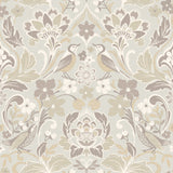 AH100196AH Birdy Neutral Nuthatch Floral Wallpaper
