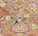 AH100198AH Birdy Yellow Nuthatch Floral Wallpaper