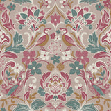 AH100199AH Birdy Pink Nuthatch Floral Wallpaper