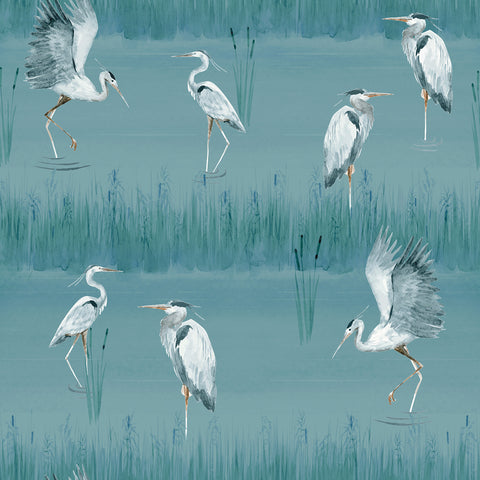 AH100213AH Gerald Blue Heron River Wallpaper