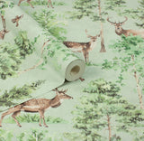 AH100215AH Cletis Neutral Deer Forest Wallpaper