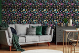AH100380AH Mallory Black Vivid Floral Wallpaper