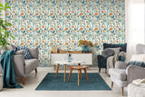 AH100381AH Mallory Blue Vivid Floral Wallpaper