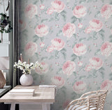 AH251907 Rosaline Light Grey Floral Wallpaper