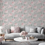 AH251907 Rosaline Light Grey Floral Wallpaper