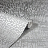 AH293100 Satoni Silver Geometric Wallpaper