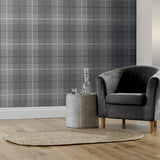 AH294900 Hector Charcoal Plaid Wallpaper