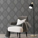AH295100 Ignatius Charcoal Ogee Wallpaper