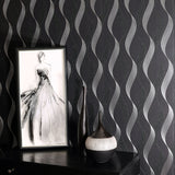 AH295500 Wilhelmina Black Ribbon Wallpaper