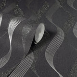 AH295500 Wilhelmina Black Ribbon Wallpaper