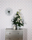 AH295603 Marjorie Silver Trellis Wallpaper