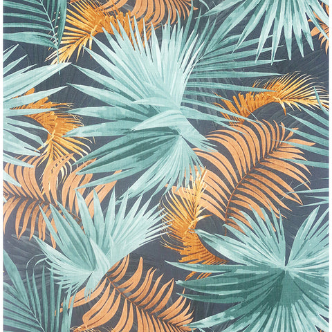 AH296005 Esau Teal Jungle Palms Wallpaper