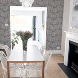 AH296200 Bernis Slate Palm Leaf Wallpaper