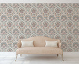 AH296909 Teigen Multicolor Floral Damask Wallpaper