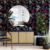 AH297100 Gianna Purple Floral Squares Wallpaper