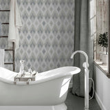 AH297200 Fitzgerald Grey Ikat Diamond Wallpaper