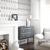 AH297200 Fitzgerald Grey Ikat Diamond Wallpaper
