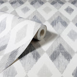 AH297200 Fitzgerald Grey Ikat Diamond Wallpaper