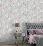 AH297400 Maggie Light Grey Cranes Wallpaper