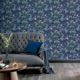 AH297800 Desi Navy Jasmine Garden Wallpaper