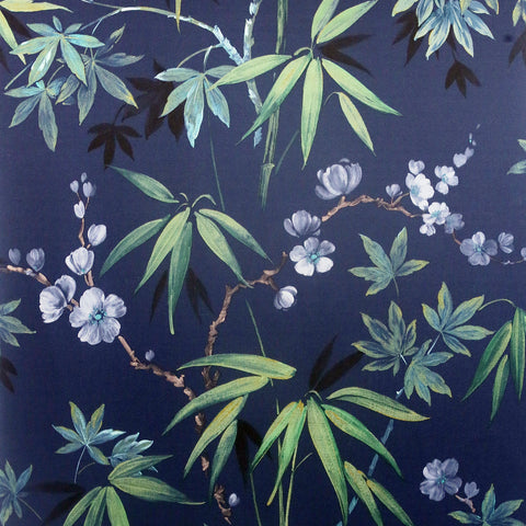 AH297800 Desi Navy Jasmine Garden Wallpaper