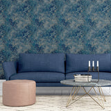 AH298602 Gideon Dark Blue Distressed Wallpaper