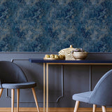 AH298602 Gideon Dark Blue Distressed Wallpaper