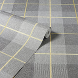 AH299000 Hector Grey Plaid Wallpaper