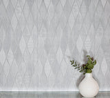 AH299001 Mattais Silver Ogee Wallpaper