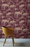 AH610701 Adelia Maroon Elephant Grove Wallpaper