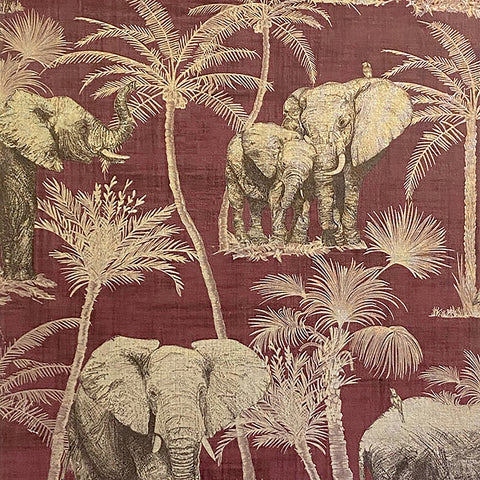 AH610701 Adelia Maroon Elephant Grove Wallpaper