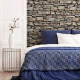 AH668901 Norman Neutral Stone Wallpaper