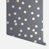 AH685001 Priscella Charcoal Polka Dot Wallpaper