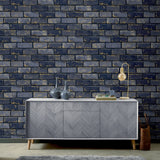 AH692200 Myron Charcoal Metallic Brick Wallpaper