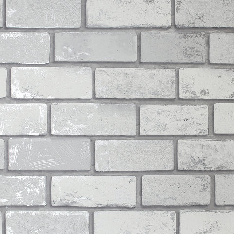 AH692201 Myron Dove Metallic Brick Wallpaper