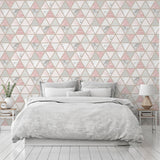 AH692205 Marcy Pink Triangle Grid Wallpaper