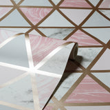 AH692205 Marcy Pink Triangle Grid Wallpaper