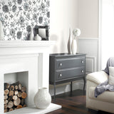 AH692507 Della Black Floral Trail Wallpaper