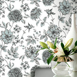 AH692507 Della Black Floral Trail Wallpaper